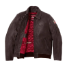 Veste moto style aviateur en cuir brun